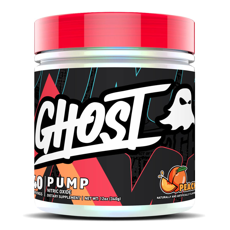 GHOST Pump, Stim-Free Nitric Oxide Powder, Peach, 40 Servings | Non-Stim, Caffeine-Free Pre-Workout Supplements - L-Citrulline, Arginine Nitrate & L-Glutathione - Sugar & Gluten-Free, Vegan
