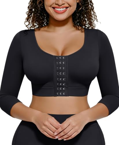 FeelinGirl Arm Compression Sleeve Women Post Surgery Front Closure Bra Small Black