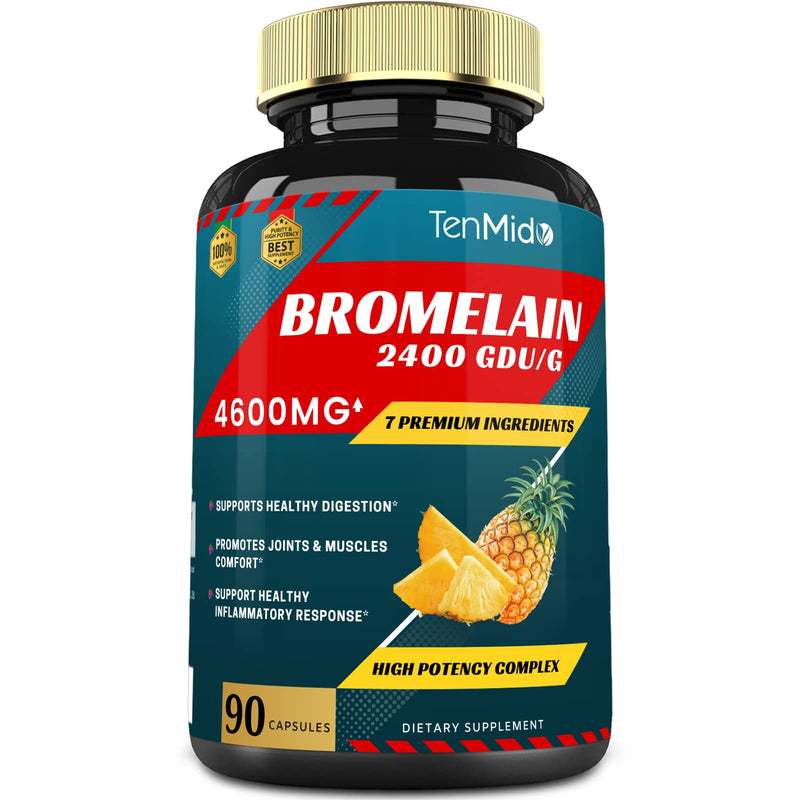 Bromelain Extract Capsules 4600mg, Proteolytic Enzymes & VitC, Quercetin, Echinacea, Garlic, Pepper - Supports Digestion Health, Nutrient Absorption - 90caps, 3Months supply - BeesActive Australia