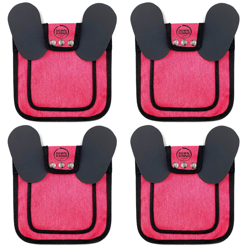 DOWN UNDER OUTDOORS 4 Pack Medium-Large Saddles with Adjustable Straps, Poultry Saver, Protector, Apron, Supplies, Care Products (Pink) pink