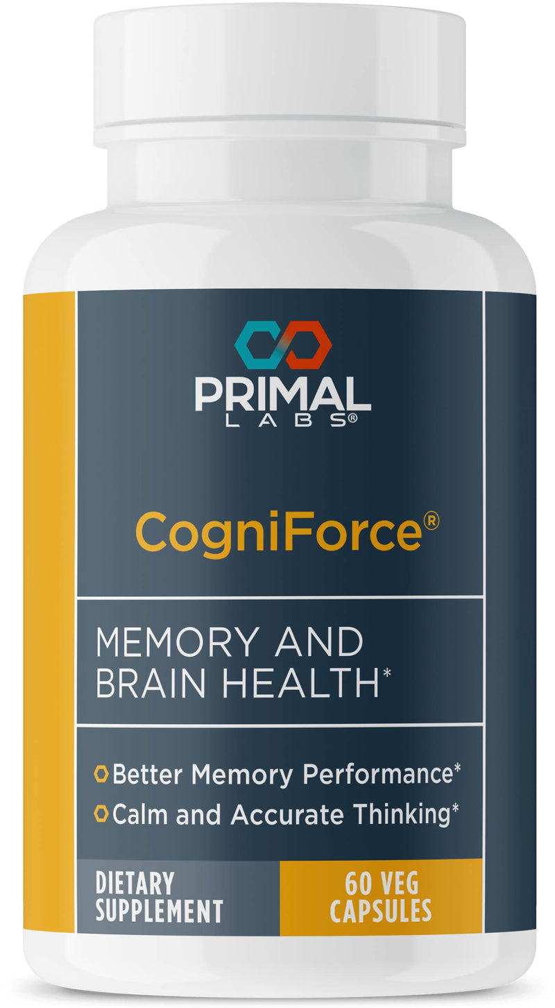 Primal Health CogniForce - Memory & Brain Health - Acetyl L-Carnitine Formula - Better Cognitive Performance - Clarity + Focus + Better Recall + Calm Thinking - Dietary Supplement - 60 Capsules