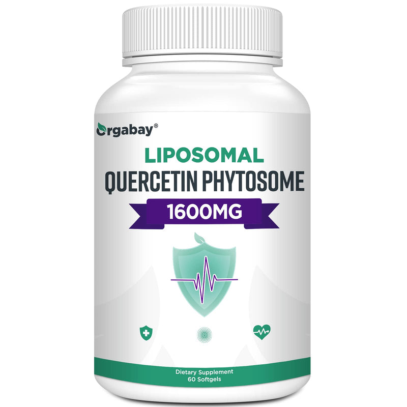 Orgabay Liposomal Quercetin Phytosome 1600 mg,Bromelain 200mg,Zinc 30mg,Vitamin C Turmeric 40 mg,Highest Absorption,Quercetin Complex, 60 Softgels 60 Count (Pack of 1)