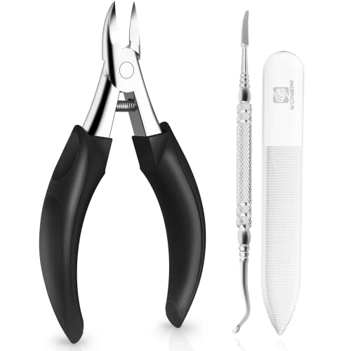 Toenail Clippers, Toe Nail Clippers for Thick or Ingrown Nails with Ingrown Toenail File and Lifter, Stainless Steel Sharp Curved Blade Professional Podiatrist Grooming Tool for Men Seniors