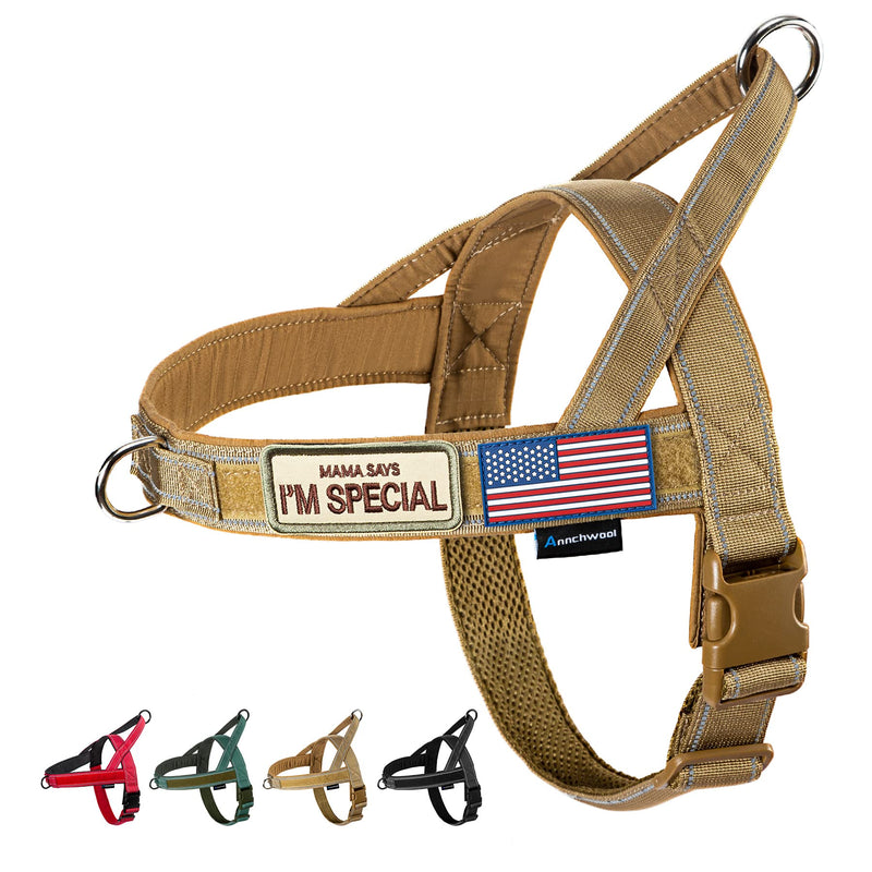 No Pull Dog Harness with Soft Padded Handle,Reflective Strip Escape Proof and Quick Fit to Adjust Dog Harness,Easy for Training Walking for Small & Medium and Large Dog(Brown,L) L Brown - BeesActive Australia