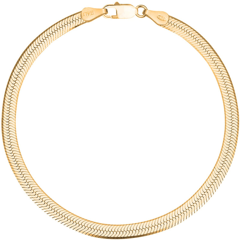 Savlano 18K Gold Plated 925 Sterling Silver Solid Italian Herringbone Magic Diamond Cut Link Chain Bracelet With Gift Box For Women & Men - Made in Italy 8 Inches 5.5MM - BeesActive Australia