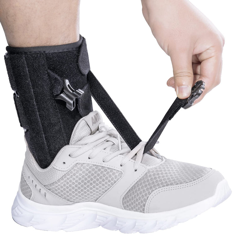 Foot Drop Brace for Walking Lifting Shoes, Drop Foot AFO Brace Help Raise Shoes, Foot Up Splint for Ankle, Improved Walking Gait, Prevent Falls and Injuries, for Left and Right-Black BIack - BeesActive Australia