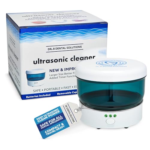 Dr. B Dental Solutions Ultrasonic Cleaner – Efficient Dental Cleaner with High-Frequency Waves for Removing Debris and Stains from Dentures, Night Guards, Retainers, and Aligners 1 Count (Pack of 1)
