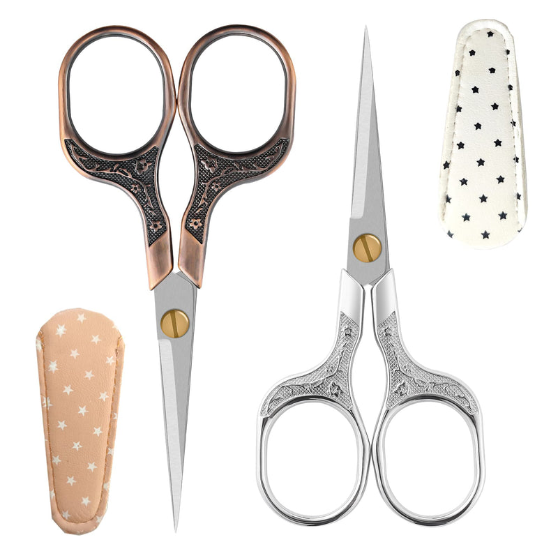 Glexal Facial Small Hair Grooming Beauty Scissors,2pcs 5 inch Comestic Cutting shears for Men and Women,Hair Trimming,Beard,Nose Hair,Eyelash,Sewing,Embroidery,Craft, Art Work & Everyday Use Gold&multicolor - BeesActive Australia