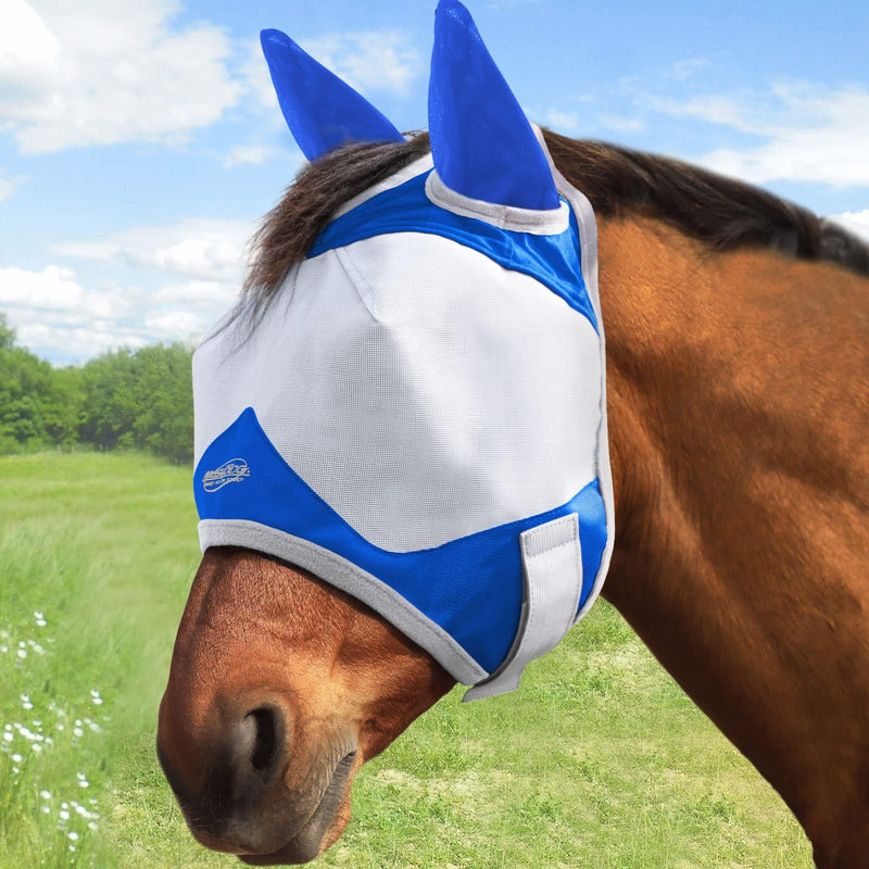 Pferdefliegenmaske Standard mit Ohren UV-Schutz für Pferd Signature Blue (M; Cob) Medium - BeesActive Australia