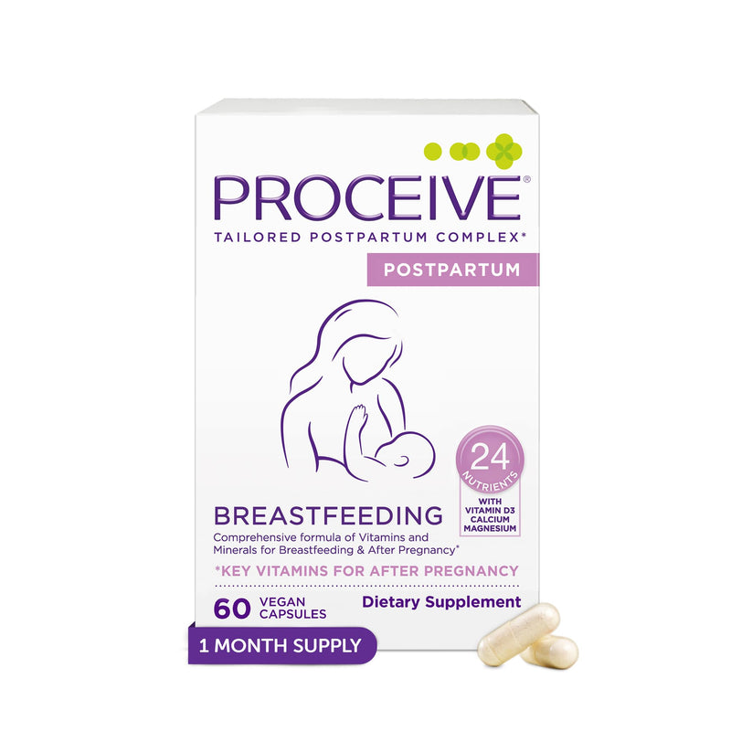 Proceive Breastfeeding Moms Vitamins, 1 Month Supply, 60 Capsules | Postnatal Supplement After Childbirth, 24 Key Nutrients, Fourth Trimester Support, Postpartum New Mums, Vegan Daily Nutrition