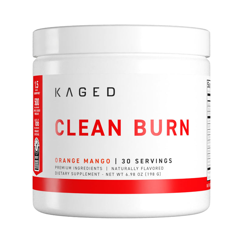 Kaged Clean Burn Powder | Orange Mango | Thermogenic Weight Management | Boost Metabolism | Organic Caffeine, Apple Cider Vinegar | Supplements for Men & Women | 30 Servings Orange Mango (Powder)