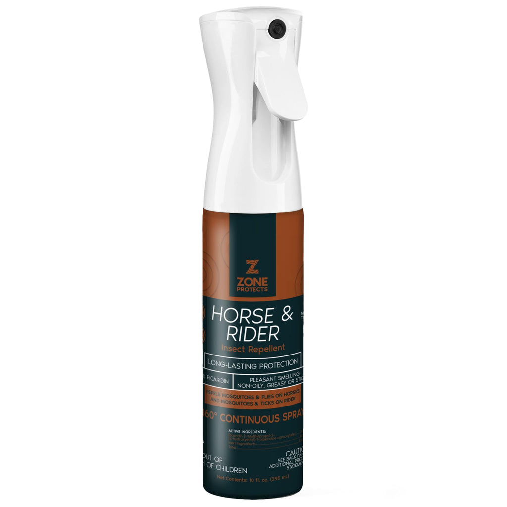 Zone Protects Horse & Rider Picaridin Insect Repellent – 10 oz Continuous Spray (Non-Aerosol), DEET-Free, 12-Hour Protection, Light Fresh Scent, Repels Flies, Horse Flies, Gnats, Mosquitoes