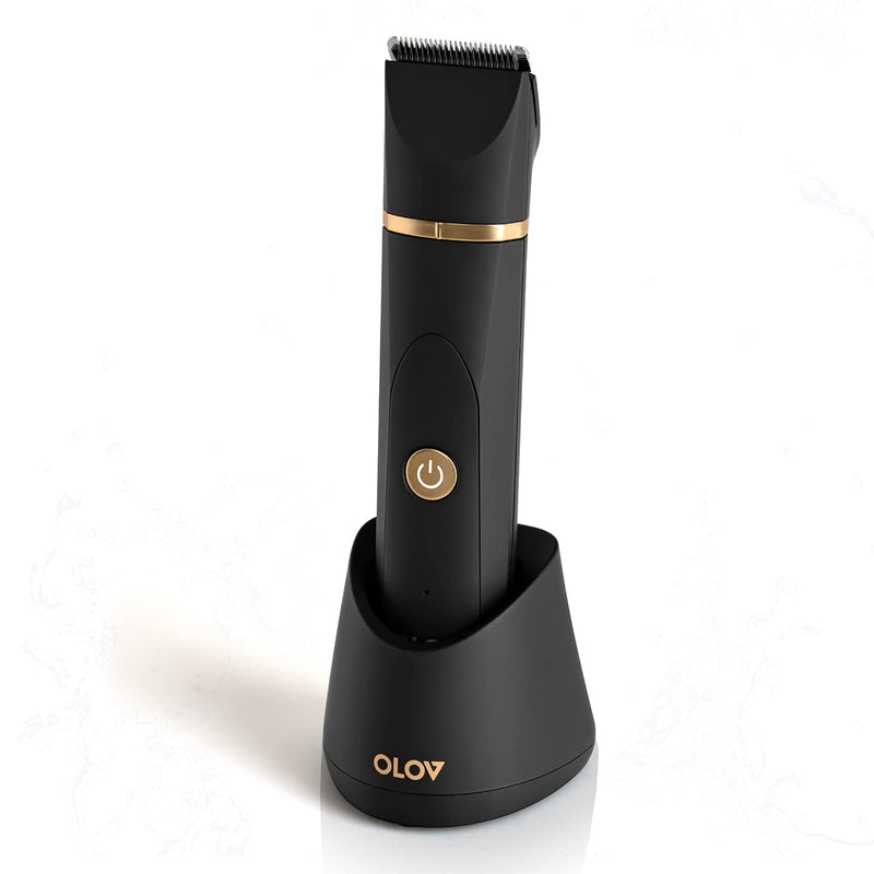 OLOV Electric Groin Hair Trimmer - Ball Trimmer for Men - Nose Hair Trimmer, Replaceable Ceramic Blade Heads, USB Recharge Dock & Nosetrimmer Head, Waterproof Male Hygiene Razor Black Trimmer - BeesActive Australia