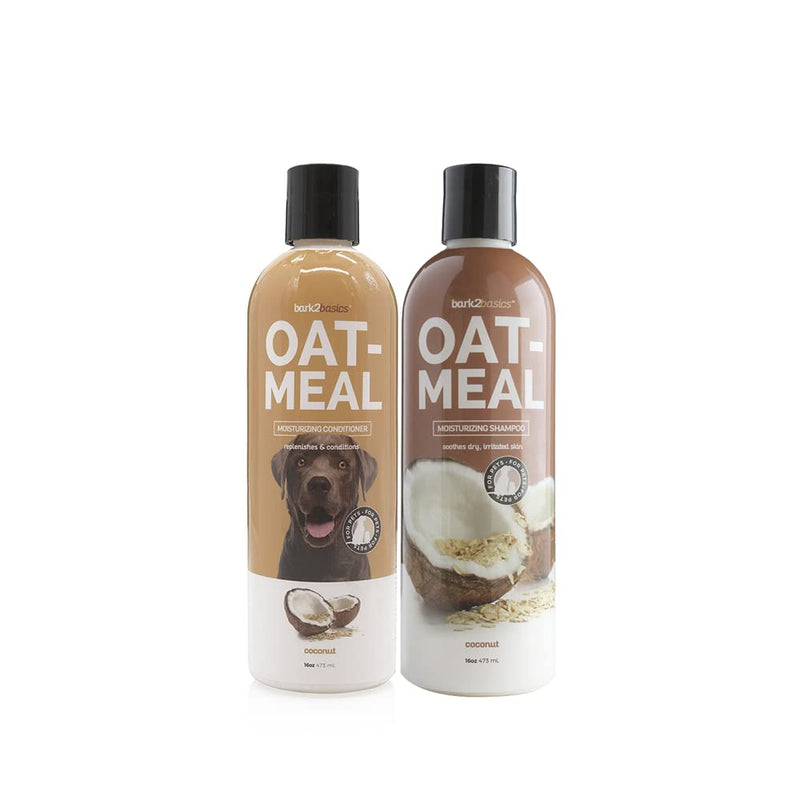 Bark2Basics Oatmeal Dog Shampoo and Conditioner 2 in 1 Bundle, 16 oz - Natural Colloidal Oatmeal, Professional Grade, Coconut Scent, Moisturizes Dry Itchy Sensitive Skin, 16:1 Concentrated - PawsPlanet Australia