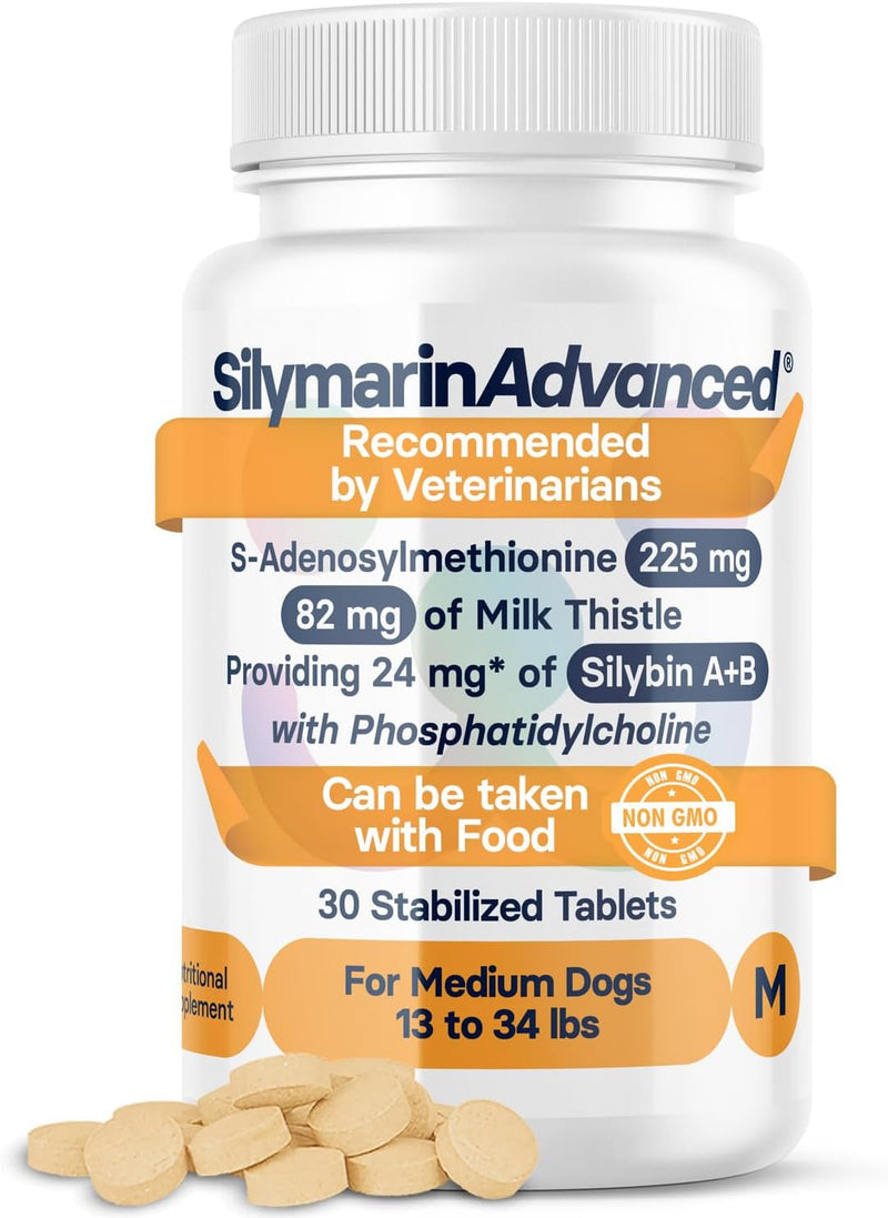 Liver Health Supplement for Medium Dogs, S-Adenosylmethionine (Same) and Silybin, Liver Tablets, Cognitive Support, 30 Tablets - BeesActive Australia