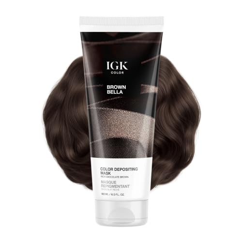 IGK Brown Bella Hair Gloss + Semi-Permanent Color Depositing Mask Brown Bella (Rich Chocolate Brown)