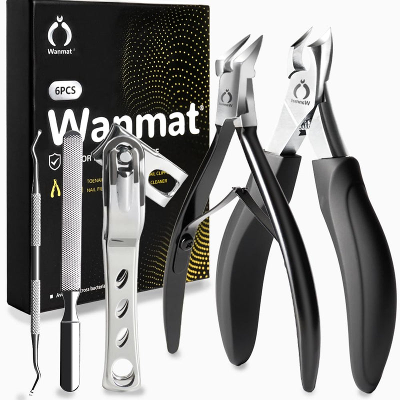 5 in 1 Professional Toenail Clippers for Thinck & Ingrown Nails, Upgraded Podiatrist Toe Nail Clippers for Men, Sharp Blade Nail Cutter Set, Wanmat 5pic-2 - BeesActive Australia