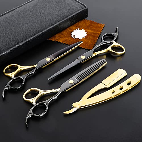 6.7inch Black Gold Hairdressing Hair Cutting Scissors Set