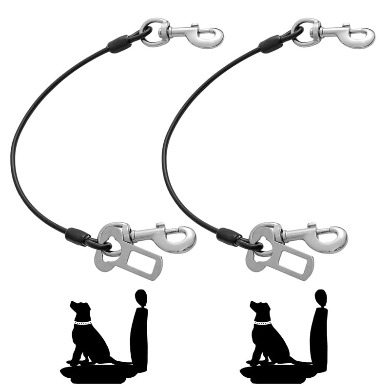 Dog Seat Belt Harness for Car,2pcs Dog Seatbelt of Coated Wire Leash Safety Restraint,No Chew Tether Cable Vehicle Dog Accessories,Double Clips & Latch (2 Pack Black, 24 inch/60 CM) 2 Pack Black - BeesActive Australia