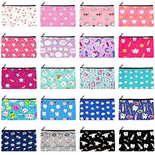 Potchen 20 Pcs Dental Assistant Gifts, Tooth Cosmetic Bags Bulk Pouches