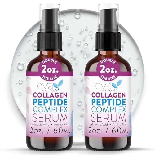 Eva Naturals Multi Peptide Face Serum, Firm, Hyaluronic Acid, 2 oz, 2 Pack Peptide Serum 2 Fl Oz (Pack of 2)