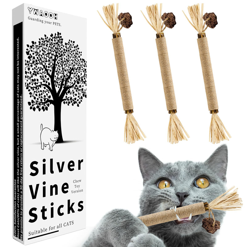 Catnip Toys with Silvervine for Cats, Cat Chew Toy for Kitten Teething, Interactive Cat Toy for Indoor Cats, Silvervine Sticks Cat Toys 3PCS - BeesActive Australia