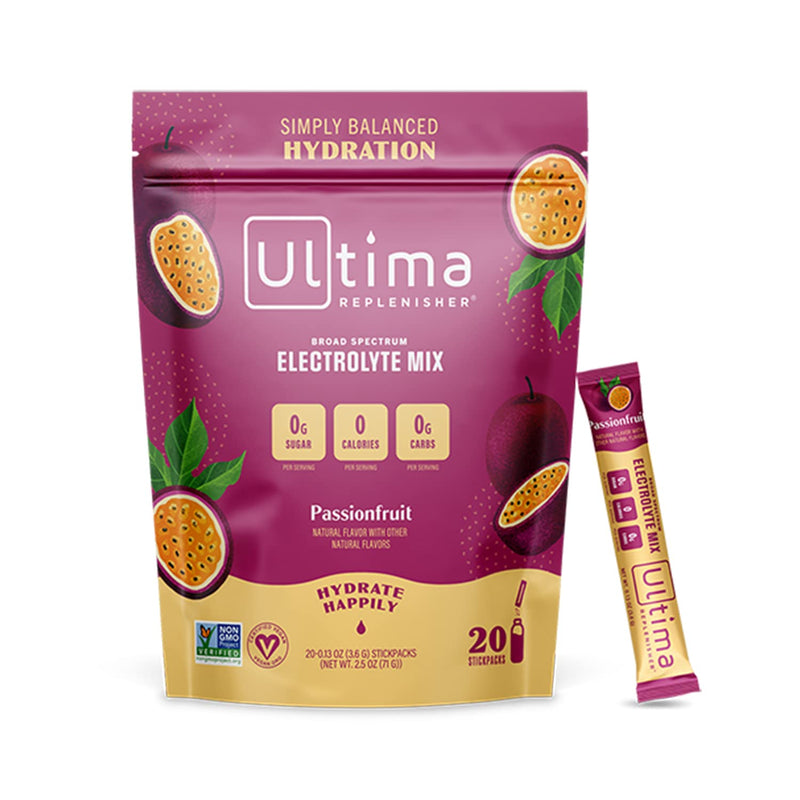 Ultima Replenisher Hydration Electrolyte Packets- 20 Count- Keto & Sugar Free- On the Go Convenience- Feel Replenished, Revitalized- Non-GMO & Vegan Electrolyte Drink Mix- Passionfruit - BeesActive Australia