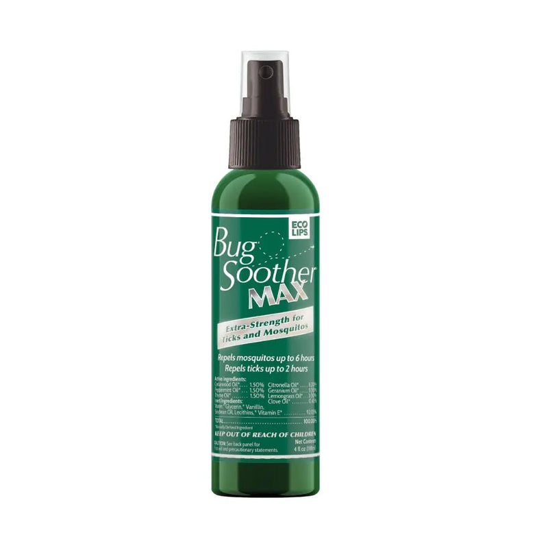 Bug Soother Max - Extra Strength Natural Gnat, Tick, and Mosquito Repellent, 4 fl oz Bug Spray Deterrent - DEET-Free - Safe for Adults & The Environment - Made in USA 4 Fl Oz (Pack of 1)