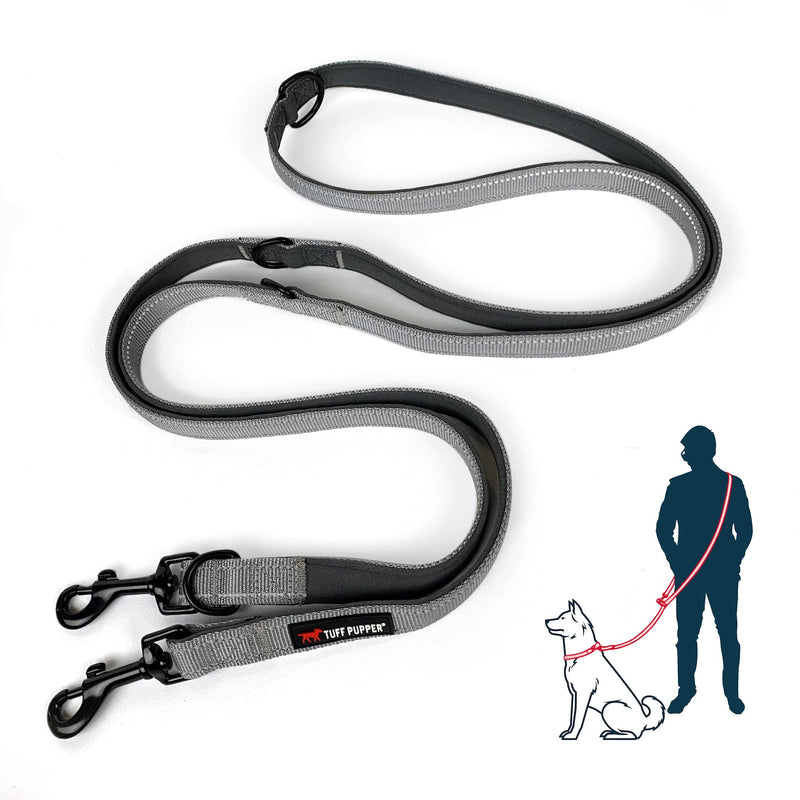 Tuff Pupper Heavy Duty Multi Function Crossbody Leash | 6 Uses in One Cross body Leash | 8 Feet Hands Free Leashes | Two Dog Leashes | Ballistic Nylon & Thick Neoprene Padding, Small Medium Large Dogs - BeesActive Australia