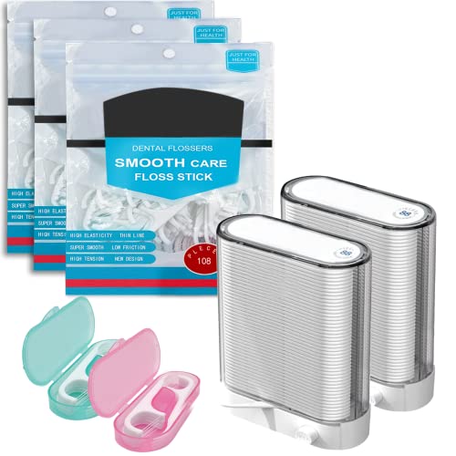 Dental Floss Pick Dispenser, Auto Pop-Up, 520 Count & Travel Case Set