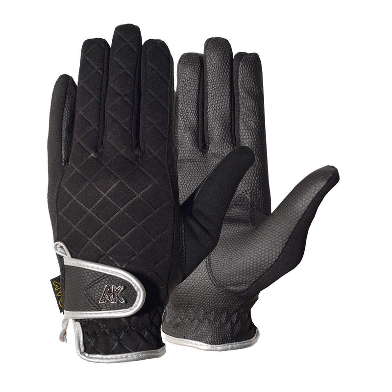 AK Warm Cozy Horse Riding Gloves Windproof Fabric & for Daily Dressing AKRS-7014 Small Black,Silver - BeesActive Australia