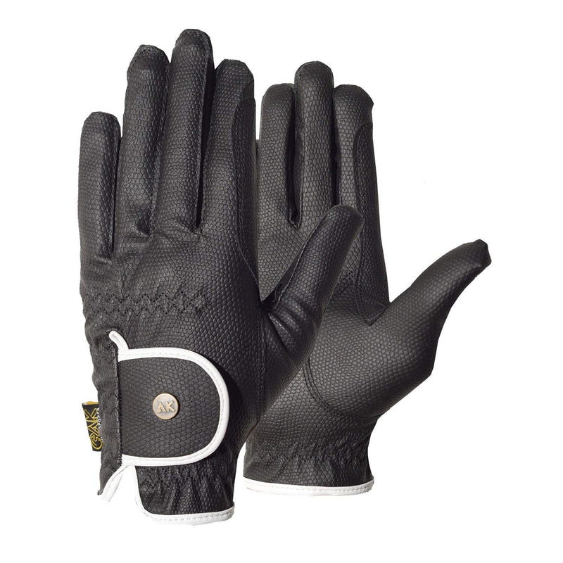 AK Synthetic Grip Horse Riding Gloves All Season Unisex Equestrian Gloves AKRS-6344 (M, Black/White) - BeesActive Australia