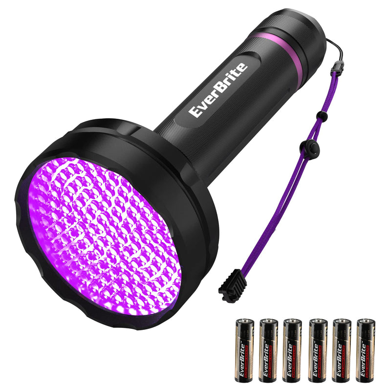 EverBrite UV Flashlight, 128 LED Blacklight Flashlights, 395nm Black Light Flashlight for Pet Urine Detection, Carpet, Scorpions and Bed Bug, Batteries Included