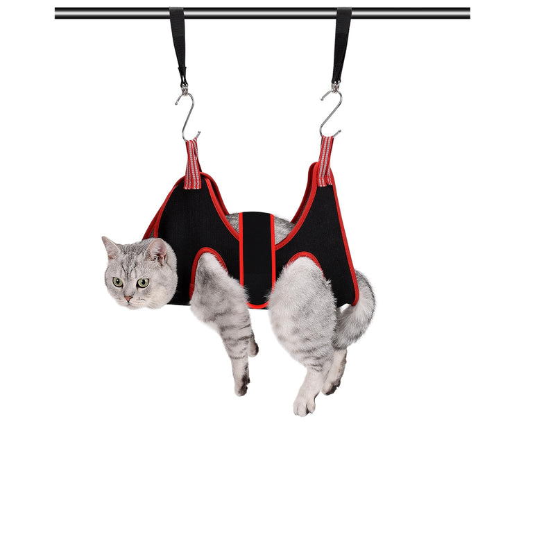 Cat Grooming Hammock Harness for Small Dogs,Pet Hammock Restraint Bag,Dog Grooming Sling for Trimming Nail and Ear/Eye Care(XS Size,6.5") XS-Cats & XS Dogs/Under 25lb Black - BeesActive Australia