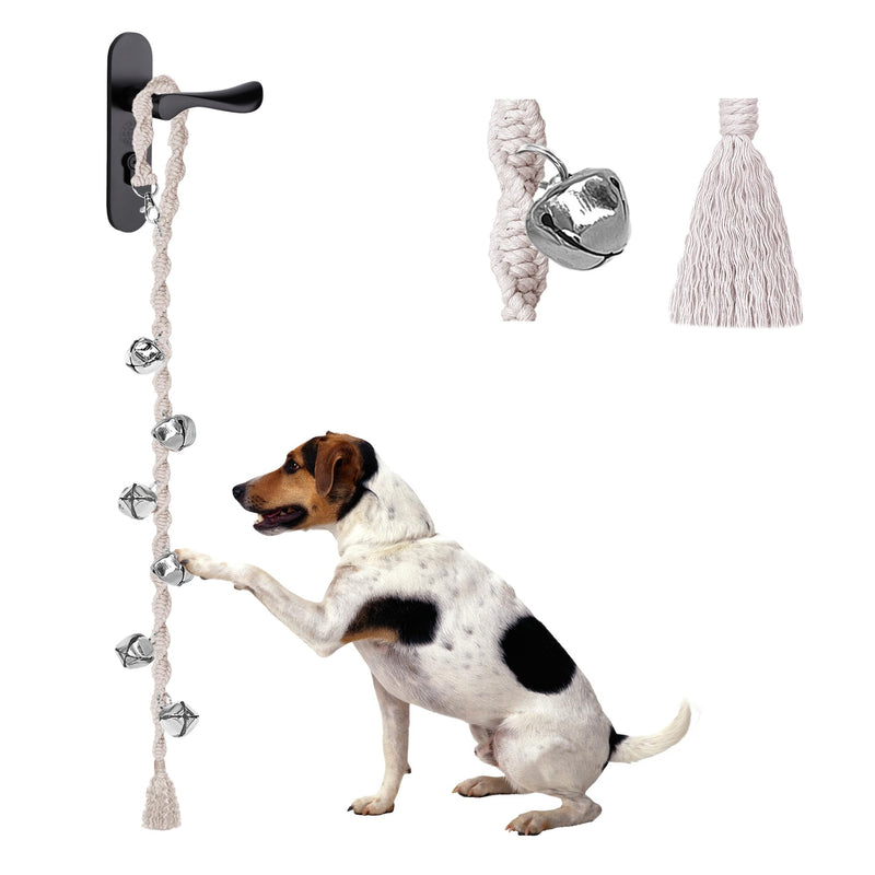 Dog Bells to Go Outside, Dog Doorbells for Potty Training, Adjustable Dog Door Bell, Dog Training Bell for Door, Puppy Training Bell. Twisted Style, Beige - BeesActive Australia