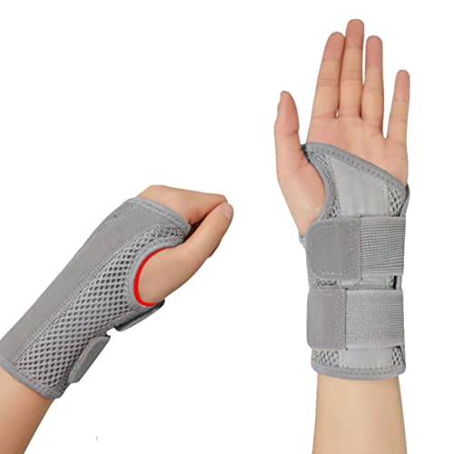Wrist Brace for Carpal Tunnel Relief Night Support, Hand Brace with 2 Stays for Women Men, Adjustable Wrist Support Splint for Right Left Hands for Tendonitis, Arthritis, Sprains Small Left Hand-Gray-S/M
