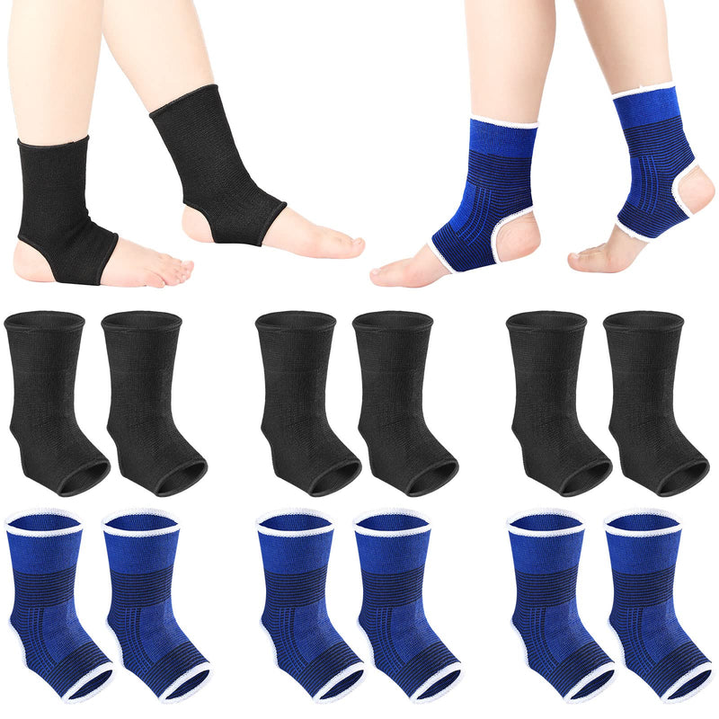 Loopeer 6 Pairs Kid Compression Ankle Brace Knitted Breathable Ankle Support Sleeve Socks Plantar Fasciitis Braces for Girls Boys Kids Sprained Running Fitness, Blue and Black - BeesActive Australia
