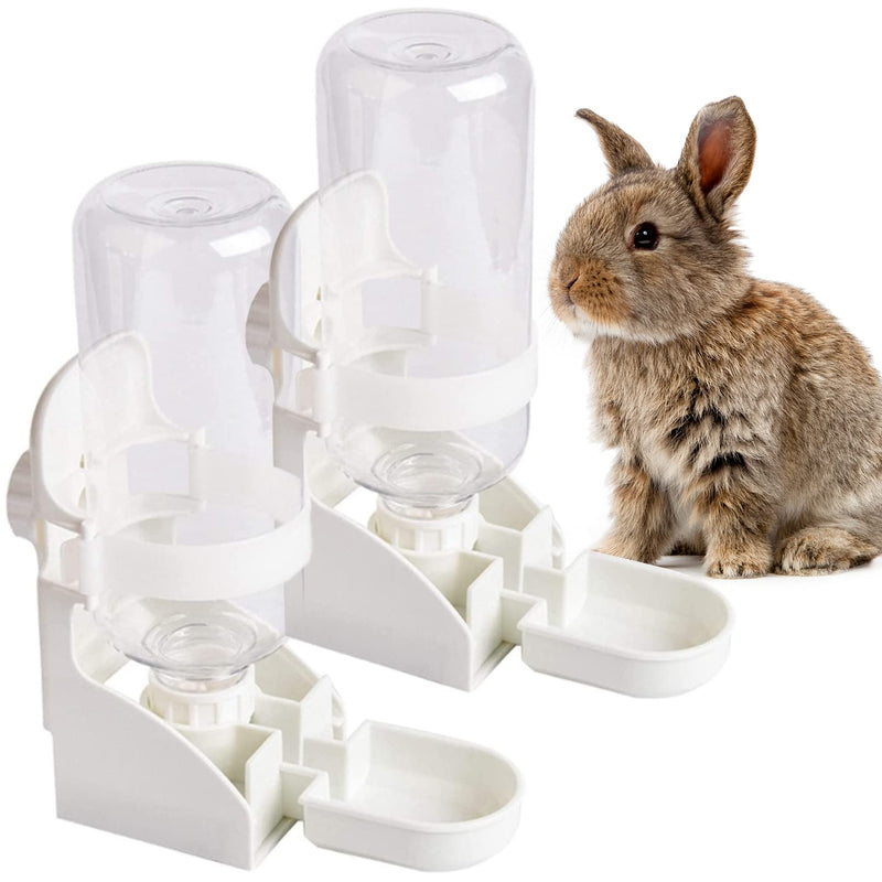 kathson 2PCS Rabbit Water Bottle, 17oz Hanging Water Fountain Automatic Dispenser No Leak WaterFeeder for Bunny Chinchilla Guinea Pig Hedgehog Ferret 500ml White(2PCS) - BeesActive Australia