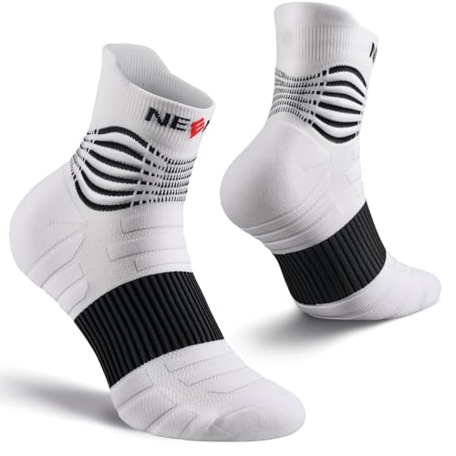 NEENCA Professional Compression Socks, Medical Athletic Ankle Socks for Injury Recovery & Pain Relief, Sports Protection, Circulation —1 Pair, 20-30 mmhg White Small
