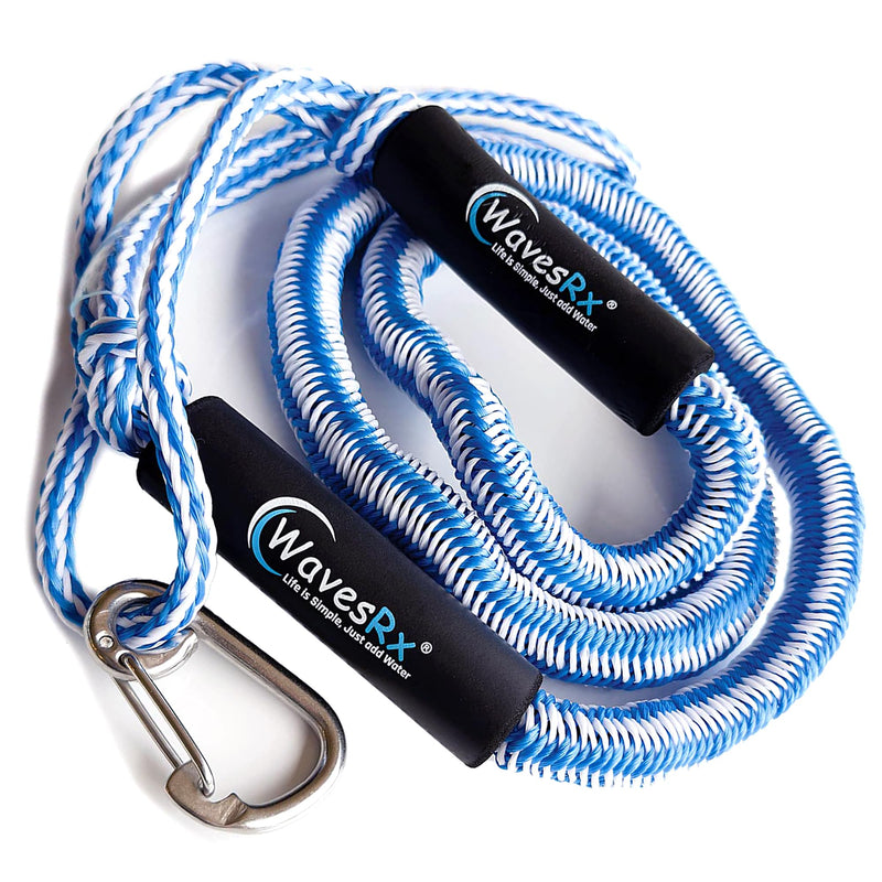 WAVESRX DockingPal - Premium Bungee Dock Line for Boats & PWC | Elastic Mooring Rope Stretches to Absorb Shocks & Prevent Damage to Your Watercraft | Safer Docking for Your Boat, Jet Ski, Pontoon 6'-8" (2PK) + Carabiner - BeesActive Australia
