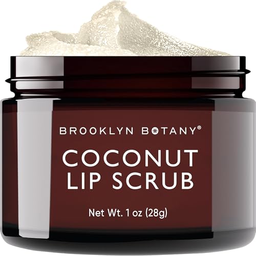 Brooklyn Botany Lip Scrub Exfoliator 1 oz – Lip Moisturizer for Dry Lips and Chapped Lips – Gentle Lip Exfoliator for Smooth and Brighter Lips – Coconut Flavor Coconut 1 Oz (Pack of 1)