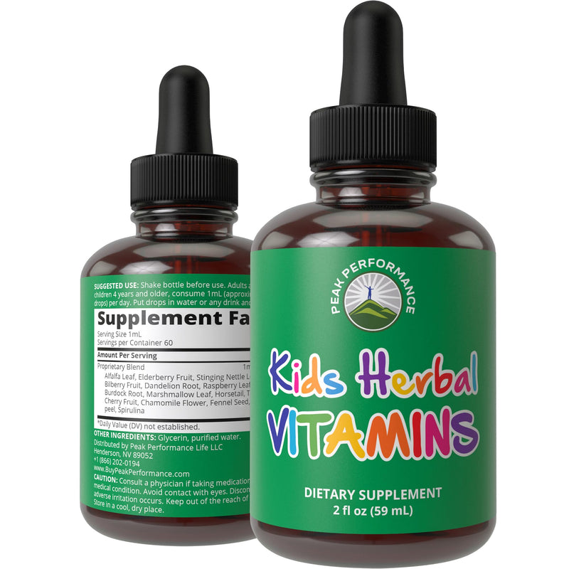 Kids Vitamins From Herbs. Liquid Kids Herbal Multivitamin. No Bitter Taste. Sugar Free 14-in-1 Vegan Supplement Drops For Toddlers, Children, Teens. Mixed In Water They Won't Even Taste It - BeesActive Australia