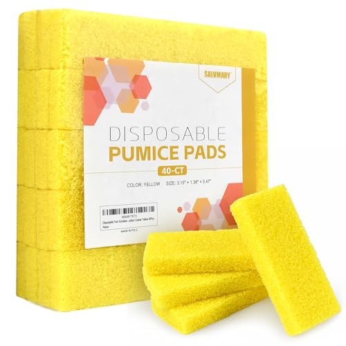 Disposable Foot Scrubber Sponge Pads Pedicure Pumice Stone for Feet Callus Remover Medium Coarse Yellow 40Pcs Yellow Medium Coarse