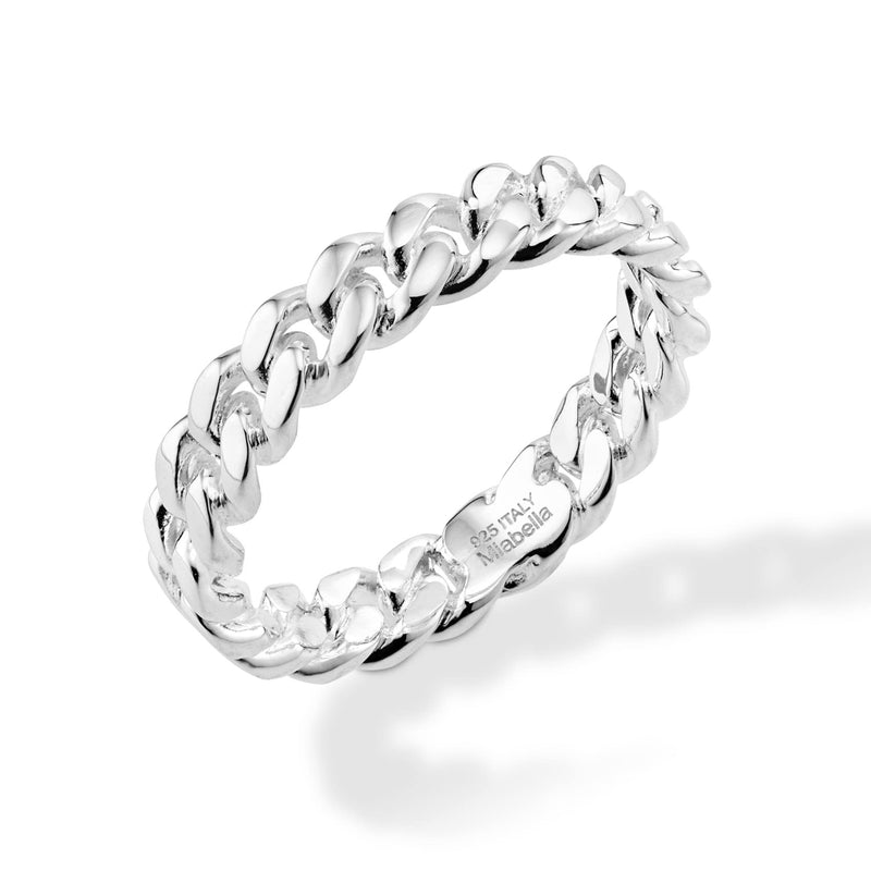 Miabella 925 Sterling Silver Italian 4mm Cuban Link Band Ring for Women Teens Girls Made in Italy 5 - BeesActive Australia