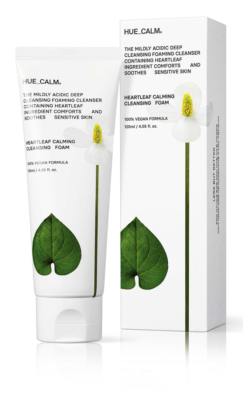 HUECALM Heartleaf Calming Cleansing Foam 4.05 Fl. Oz, Daily Mild Face Wash for Sensitive Skin, Vegan, Korean Skincare - BeesActive Australia