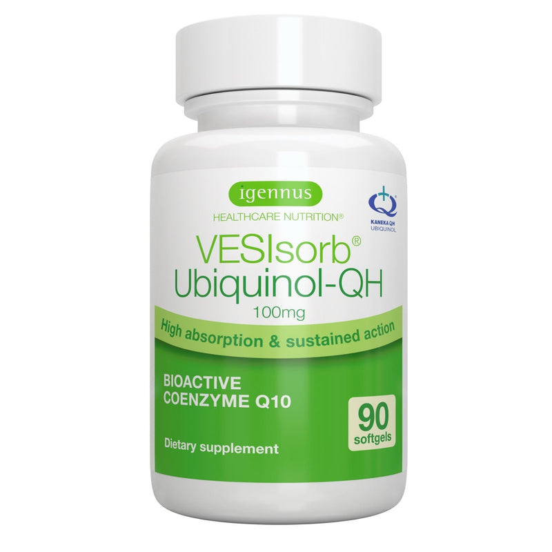 Igennus Advanced VESIsorb Ubiquinol 100mg, High Absorption, 90 Softgels | Lipid-based delivery with 600% bioavailability; active reduced-form CoQ10 for Energy & Heart 90 Count (Pack of 1)