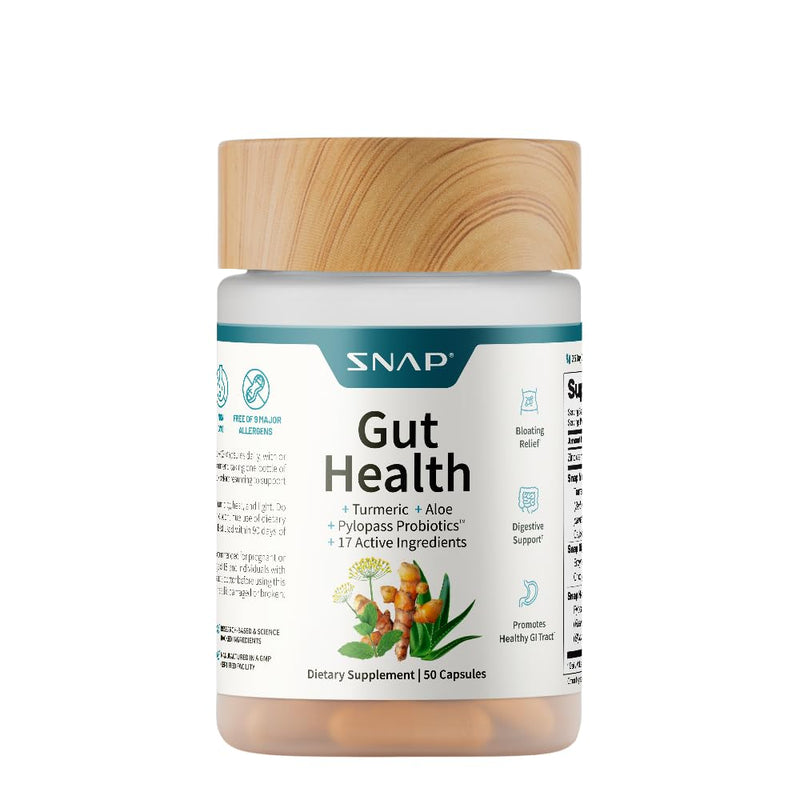 Snap Supplements Gut Health Lipase Supplement, Probiotic, 50 Vegan Capsules | Gut Health Lipase Supplement for Women & Men, Digestive Enzymes, Bloating & Irregularity Support, Zinc for Immune Health
