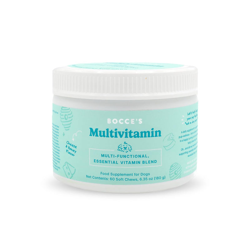 Bocce's Bakery Multivitamin Supplement for Dogs, Multi-Functional Daily Chews Made in The USA with an Essential Vitamin Blend, Digestion Joint Support, Cheese Honey, 60 ct