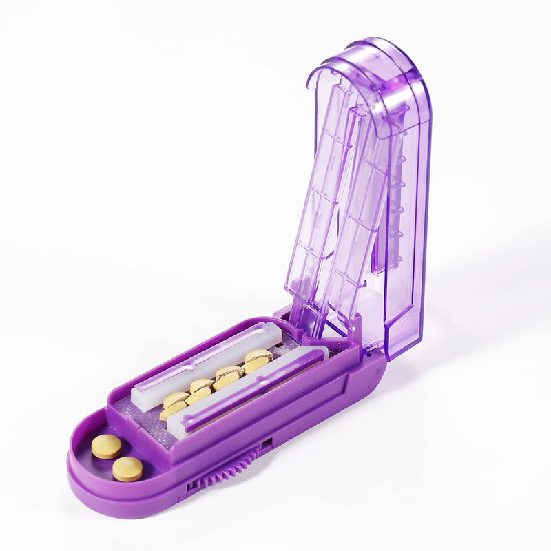 Multiple Pill Splitter,Stainless Steel Cutting Blade Guard(Purple) Purple