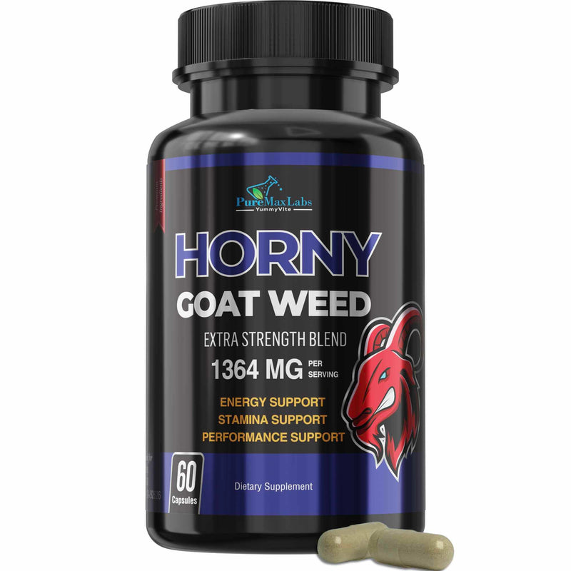 Horny Goat Weed Extra Strength - with Maca, L-Arginine, Ginseng - Boost Desire, Performance, Stamina, Energy, Non-GMO Formula, 60 Capsules